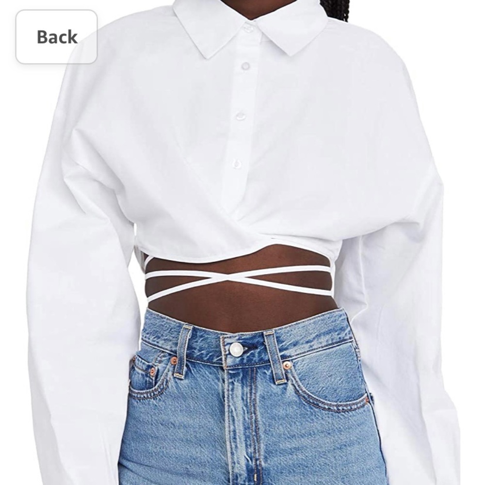 Lioness Crop Button Down Long Sleeve Wrap Top